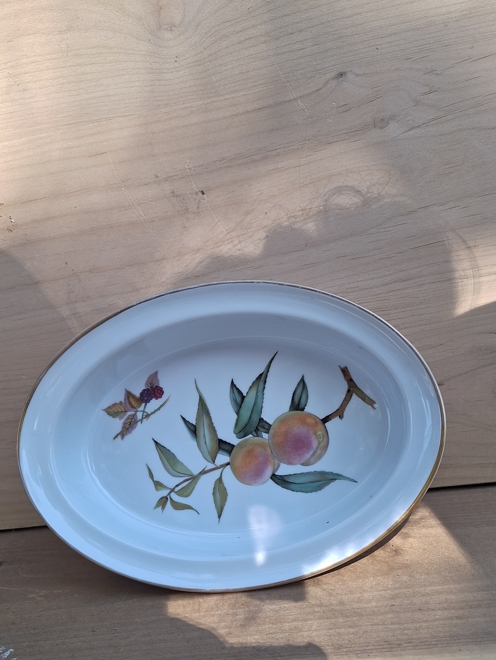 Vintage Royal Worcester Evesham Gold Oval Fruit Pattern Platter 1961 - Picture 6 of 9